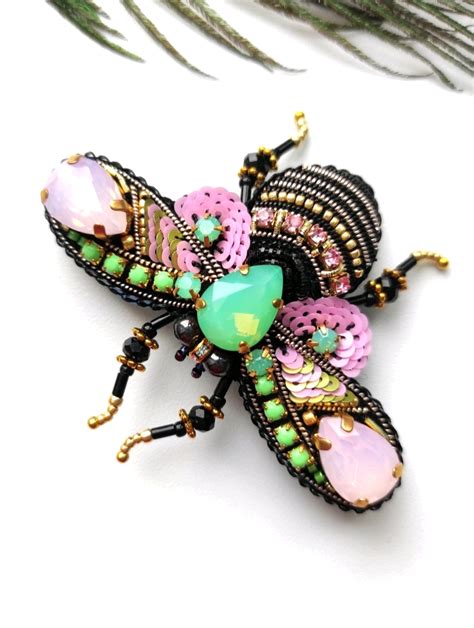 Beaded Insect Brooch Insect Pin Mooth Brooch Insect Pin Inspire Uplift