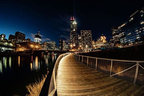 A Fisheye View Of The South Riverwalk In Chicago By Sven Brogren