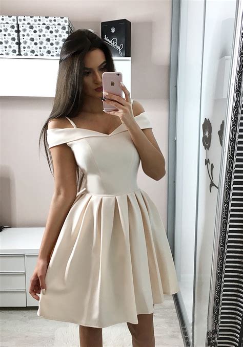 White Off Shoulder Short Prom Dresslovely Homecoming Dress On Storenvy