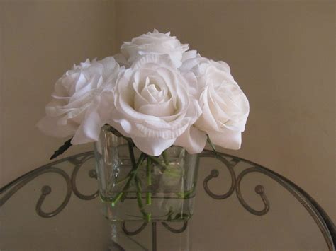 Mothers Day T White Real Touch Rose Arrangement Silk Etsy