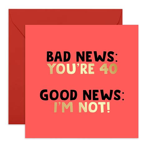 Buy Central 23 Funny Birthday Cards For Women Bad News You Re 40 40th Birthday Card For