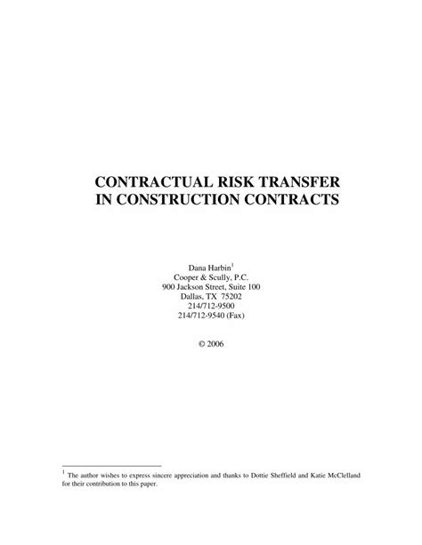 Pdf Contractual Risk Transfer In Construction Contracts · Contractual