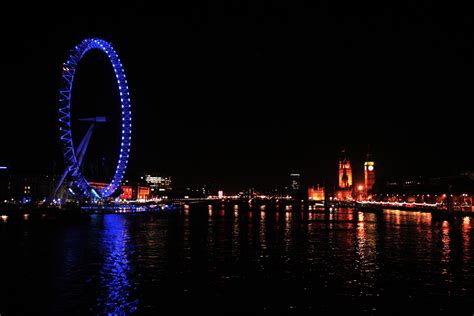 London London Eye Ferris Wheel Big Ben Night England City Lights
