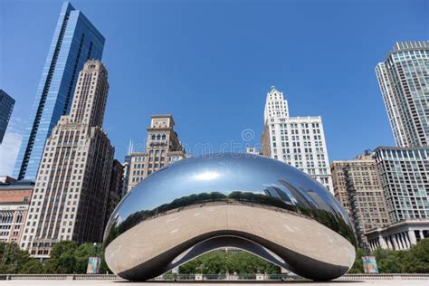Cloud Gate Sculpture At Millennium Park In Chicago With No People
