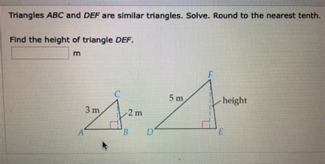 Solved Triangles ABC And DEF Are Similar Triangles Solve Chegg Com