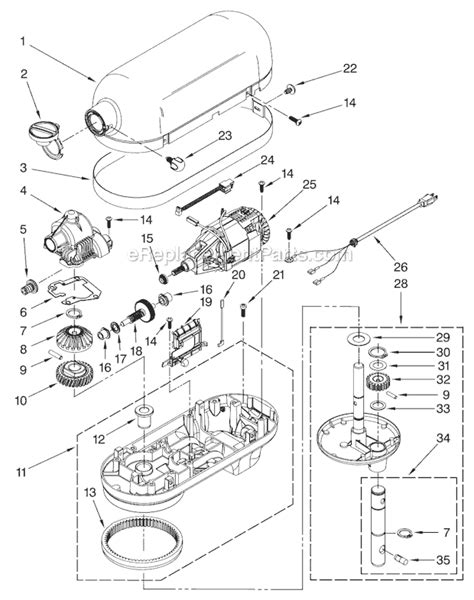 Kitchenaid classic mixer k45sswh troubleshooting. Kitchenaid 6 Qt Mixer Parts Diagram | Besto Blog