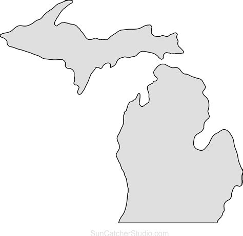 Download Michigan Map Outline State Shape Stencil Pattern - State Of png image