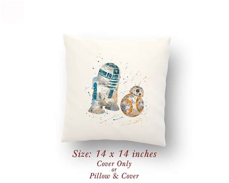 Star Wars R2d2 Bb 8 Watercolor Pillow Cover Or Cushion Size Etsy