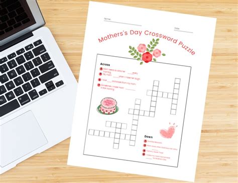 Mothers Day Crossword Puzzle Printable School Puzzle Etsy
