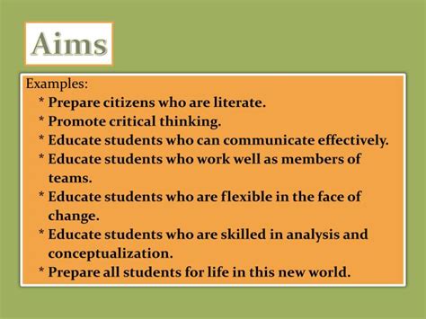 Ppt Educational Aims Goals And Objectives Powerpoint Presentation Id