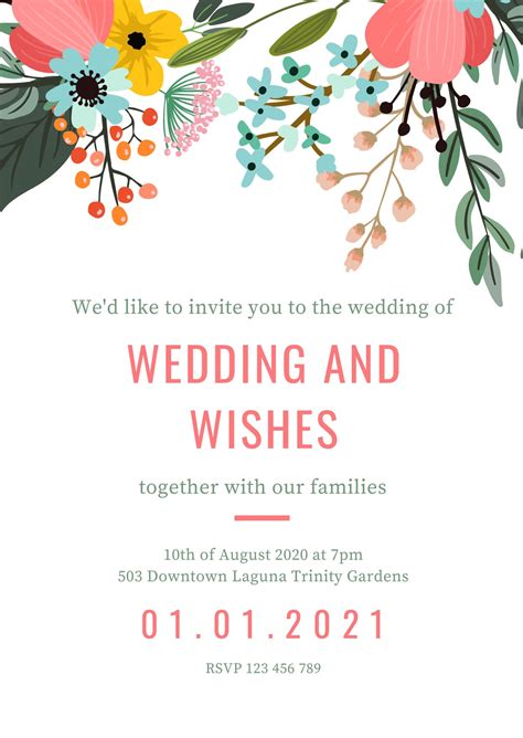 Printable Digital Wedding Invitation Template Etsy
