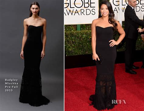 Gina Rodriguez In Badgley Mischka 2015 Golden Globe Awards Red