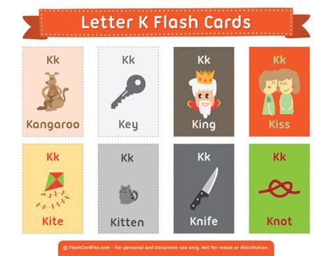 Printable Letter K Flash Cards