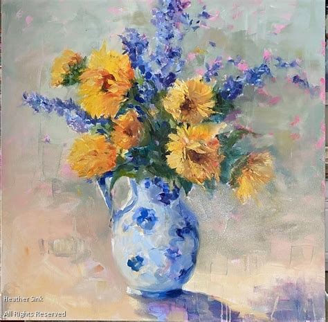 Craving Art Studio Work Detail Sunflowers In Blue Vase