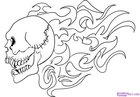How To Draw A Flaming Skull Step By Step Skulls Pop