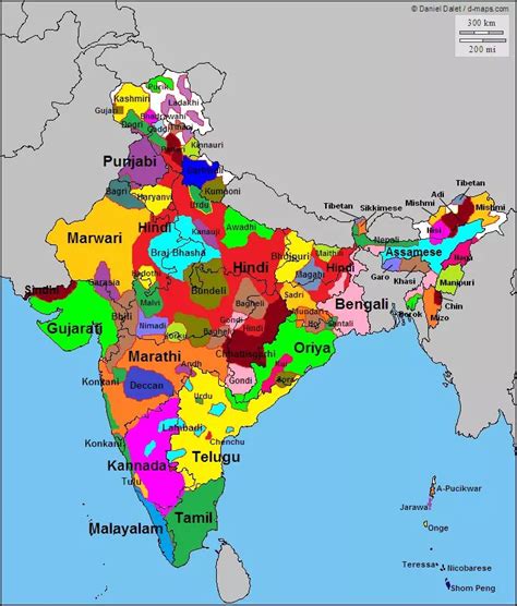 Linguistic Map Of India This Map Shows The Language Spoken By The