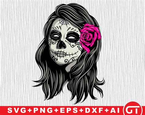 Sugar Skull Svg Mexican Women Skull Svg Gothic Candy Skull Etsy