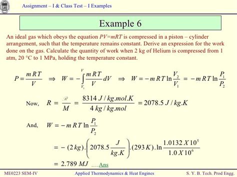 Thermodynamics Examples And Class Test