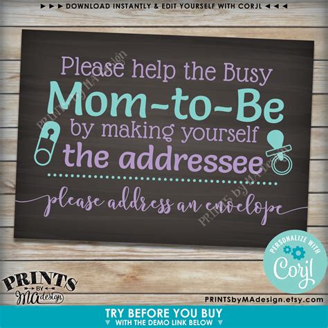 Baby Shower Address An Envelope Sign Help The Busy Mom To Be By Being