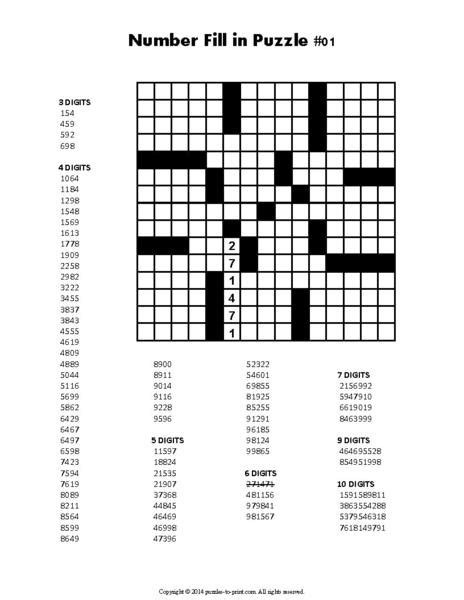 The objective is to fill in the blank cells with numbers between 1 and 9 such that the total sum of all numbers in each row block equals the sum number shown on its left and the total sum of all numbers in each column block equals the sum number shown above. Number Fill In Puzzles, Volume 1 - PRINTABLE PDF - Puzzles ...