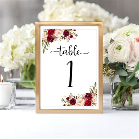 This printable pack was created for you to use at home with your child/students or with multiple children in a classroom/tutoring setting. Wedding Table numbers printable 1-50 Floral Table number ...