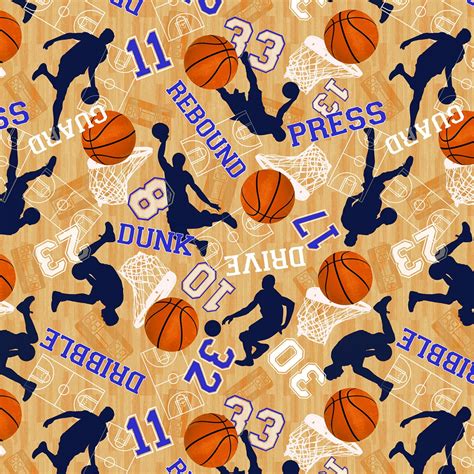 Timeless Treasures Basketball Game Motifs Tan 100 Cotton Fabric By The