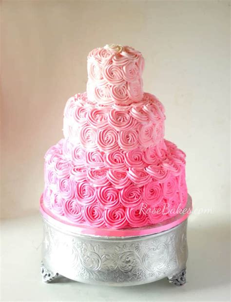 Pink Ombre Buttercream Roses Wedding Cake Rose Bakes
