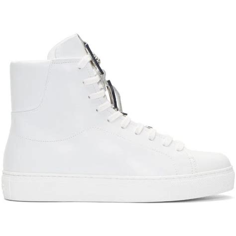 Versus White Leather Emblem High Top Sneaker 305 Liked On Polyvore