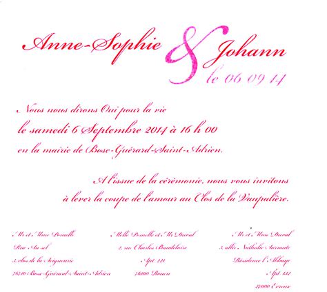 Modèles de lettres pour « invitation religieuse gratuit » : Texte de faire part mariage mairie et eglise - faire-part ...