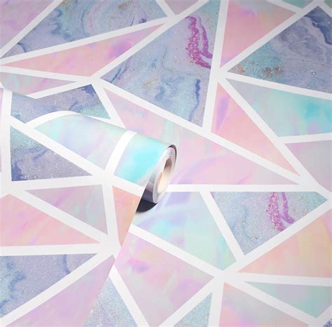 Pastel Geometric Wallpaper Arthouse Glitter Liquid Marble