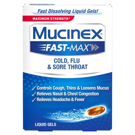 Mucinex® Fast Max® Cold Flu And Sore Throat Liquid Gels Mucinex®