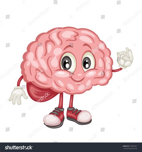 Cute Cartoon Brain Character Vector Illustration Vector Có Sẵn Miễn