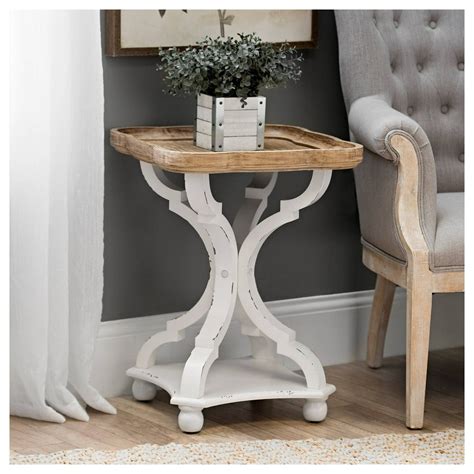 Cozayh Rustic Farmhouse Cottagecore Accent End Table Natural Tray Top
