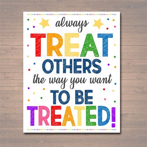 printable treat others the way you want to be treated sign instant download printable
