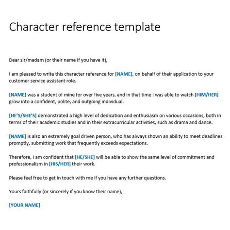 Letter Of Recommendation Character References For Your Needs Letter