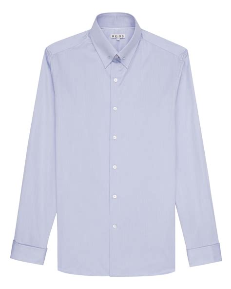 Reiss Gregson Cotton Collar Bar Shirt In Blue For Men Lyst