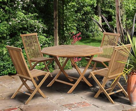 Suffolk Octagonal Folding Garden Table And Chair Set Outdoor Patio