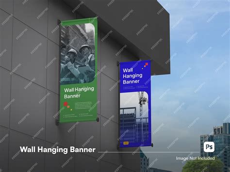 Premium Psd Isometric Two Hanging Banners On A Wall 3d Mockup Isolated