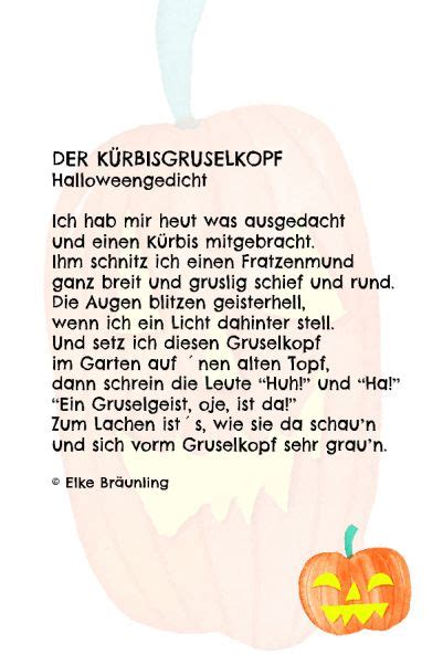 Der Kürbisgruselkopf Herbstgedichte Für Kinder Gedichte Für Kinder