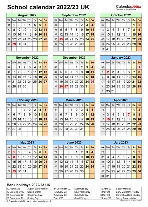 2022 2023 Academic Calendar Printable