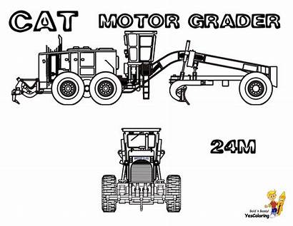 Coloring Construction Grader Motor Road Cat Yescoloring