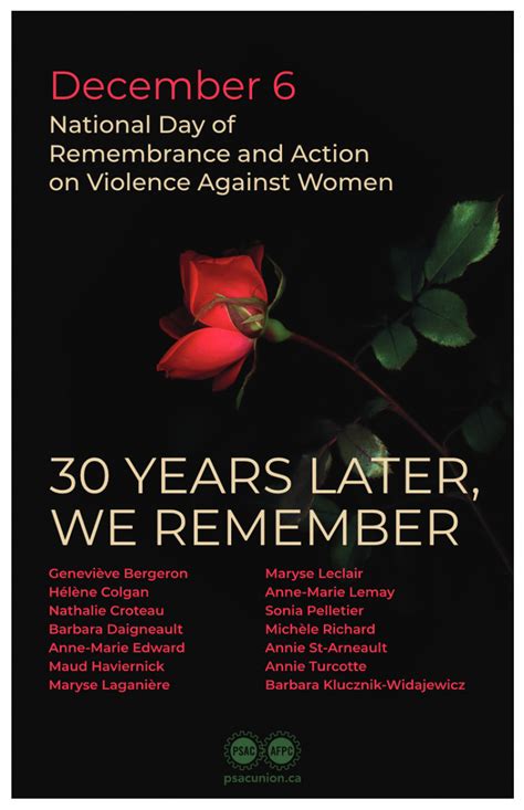 National Day Of Remembrance And Action On Violence Against Women 30 Years Later We Remember