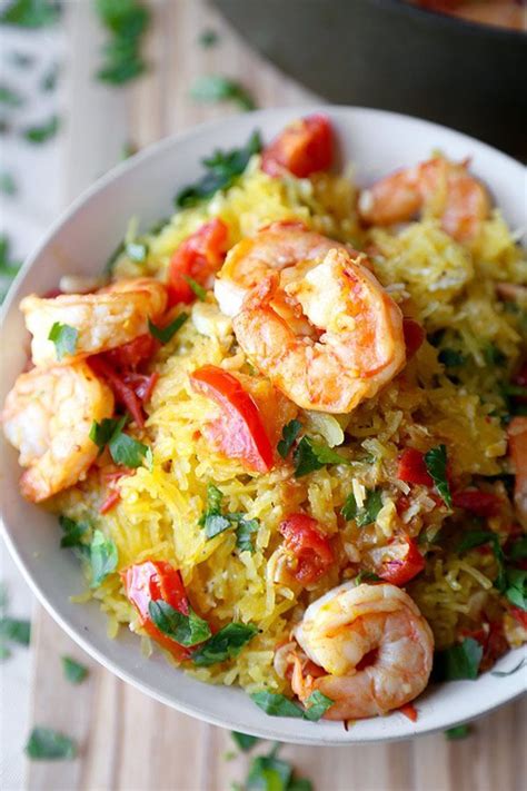 I had other plans for this spaghetti squash, but inspiration hit me this week and i ended up with this spicy and garlicky shrimp scampi spaghetti squash instead. Shrimp Scampi Spaghetti Squash | Recipe | Spaghetti squash ...