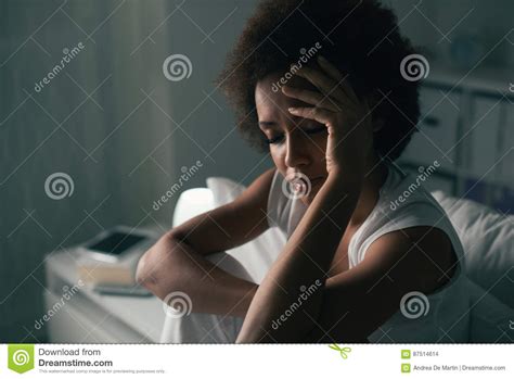 Sad Woman Suffering From Insomnia Stock Photo Image Of Alone