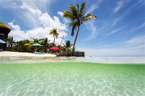 Beach Resort On Remote Seaside Island In Caribbean Stock Photo Image