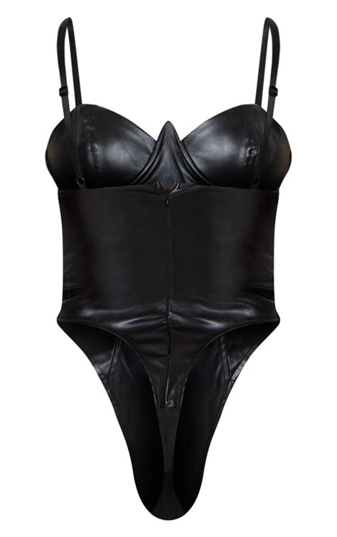 Buy Discounts Faux Leather Black Bodysuit Women Rochabahiamineracao