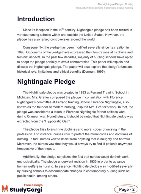 The Nightingale Pledge Nursing Free Essay Example