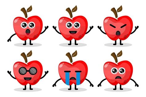 Premium Vector Apple Mascot Fruit Flat Design Character
