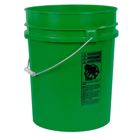 5 14 Gallon Green Hdpe Premium Round Bucket With Wire Bail Handle