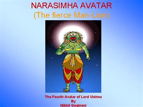 Narasimha Avatar The Fierce Manlion The Fourth Avatar